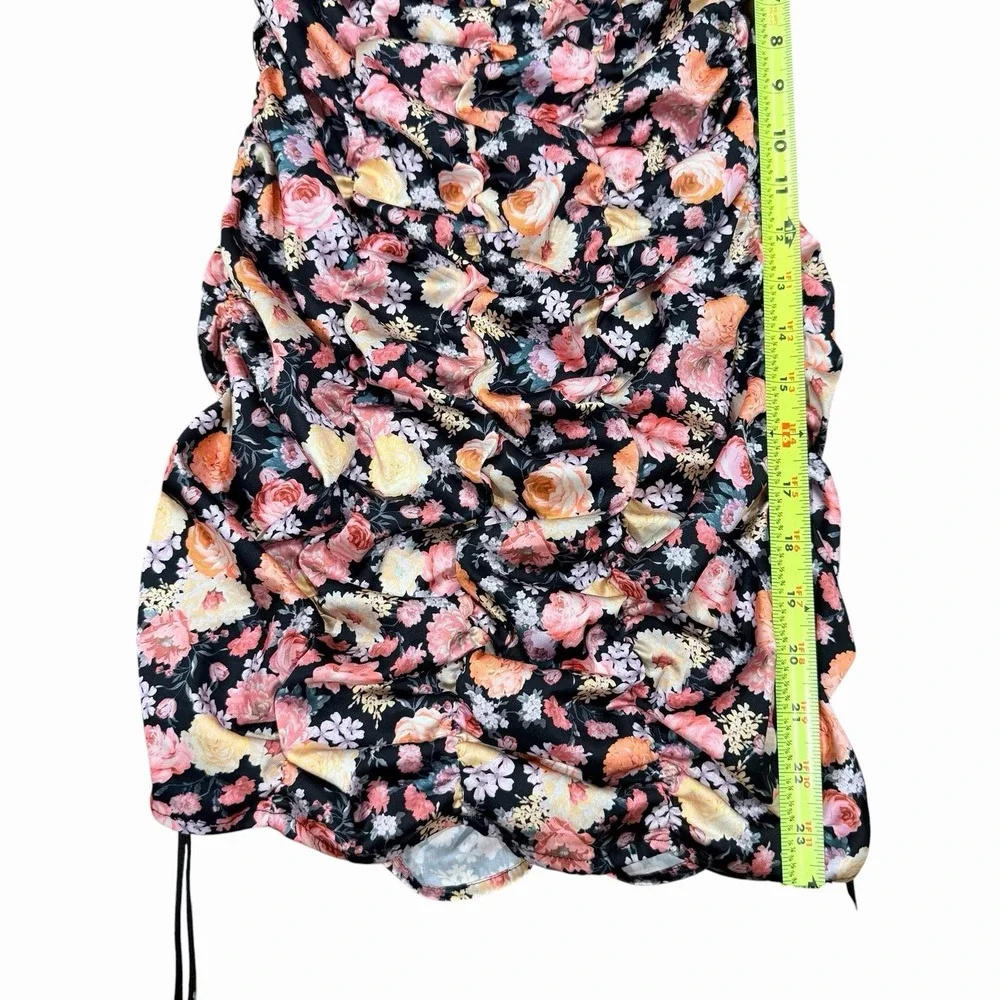 For Love & Lemons Floral Bustier Mini Dress Ruched Drawstring Women's M - Picture 10 of 11